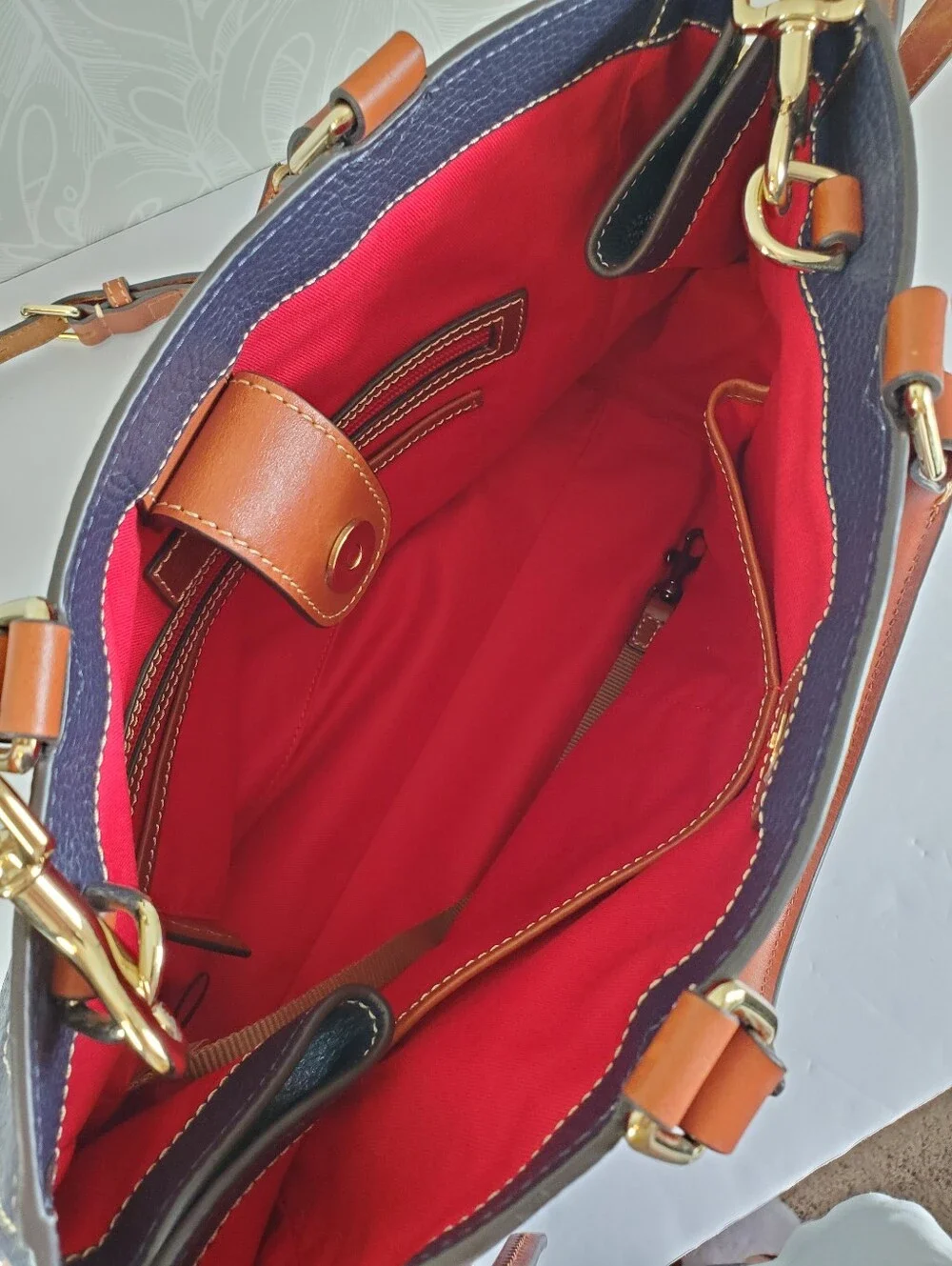Dooney & Bourke Navy Blue Pebble Leather Satchel